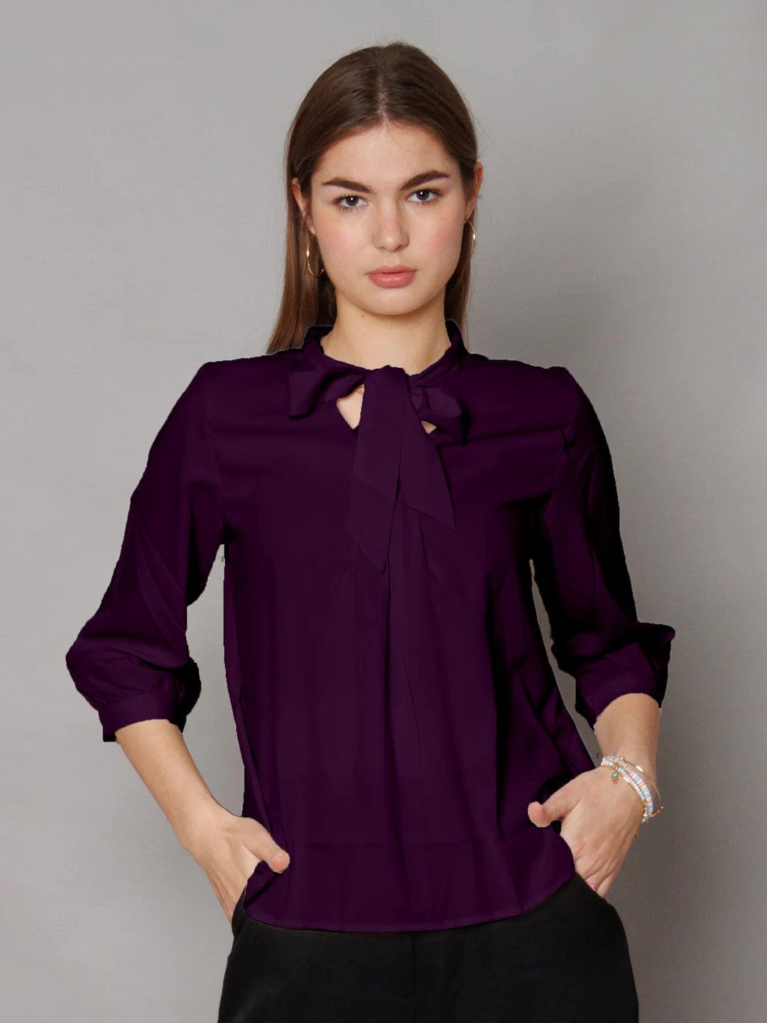 Solid Purple Regular Top - Image 2