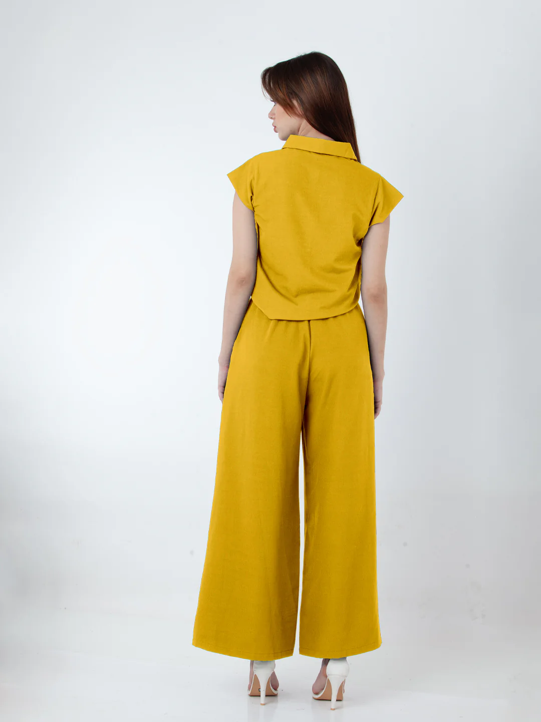 Solid Yellow Wide Leg Co-Ord Set - Image 4