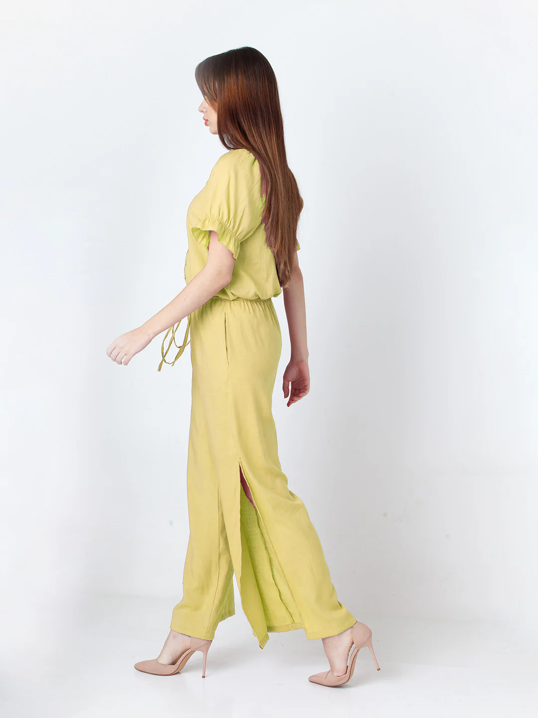 Solid Yellow Wide Leg Co-Ord Set - Image 3