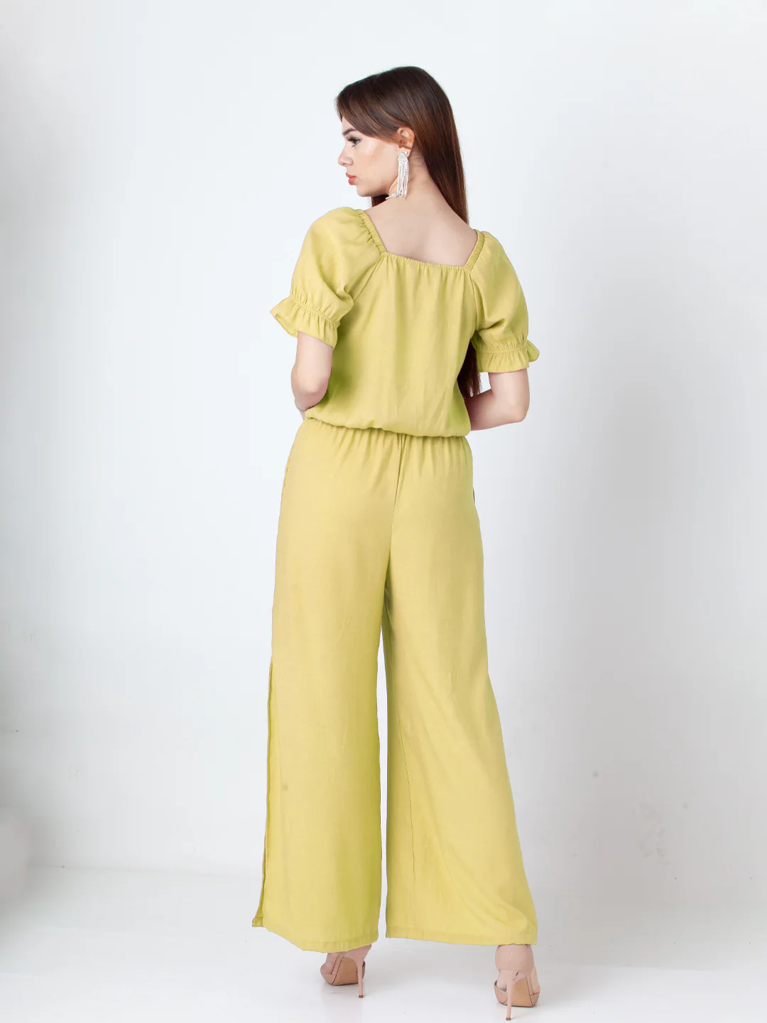 Solid Yellow Wide Leg Co-Ord Set - Image 4