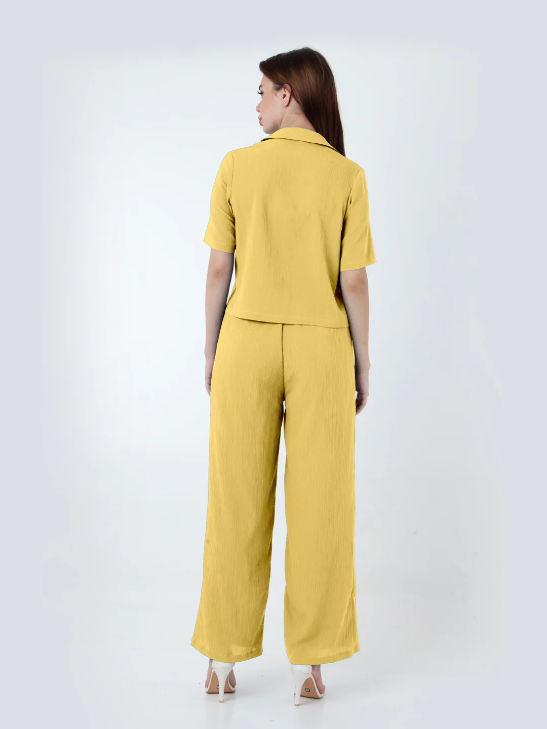 Solid Yellow Wide Leg Co-Ord Set - Image 4