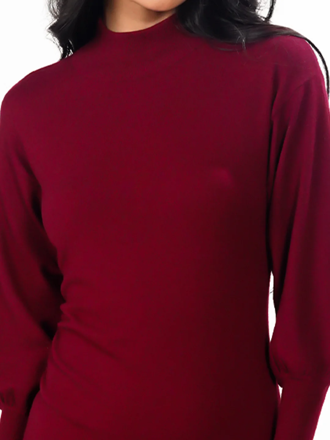 Maroon Solid Slip-On Short Sweater Dress - Image 7