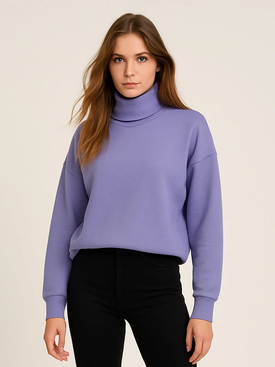Lavender Solid Full Sleeves Sweatshirt - Image 3