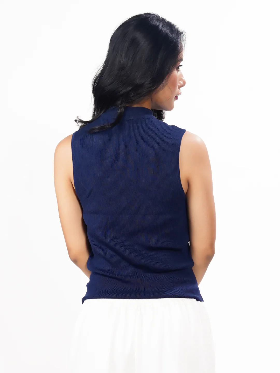 Navy Solid Slip-On Sweater Top - Image 5