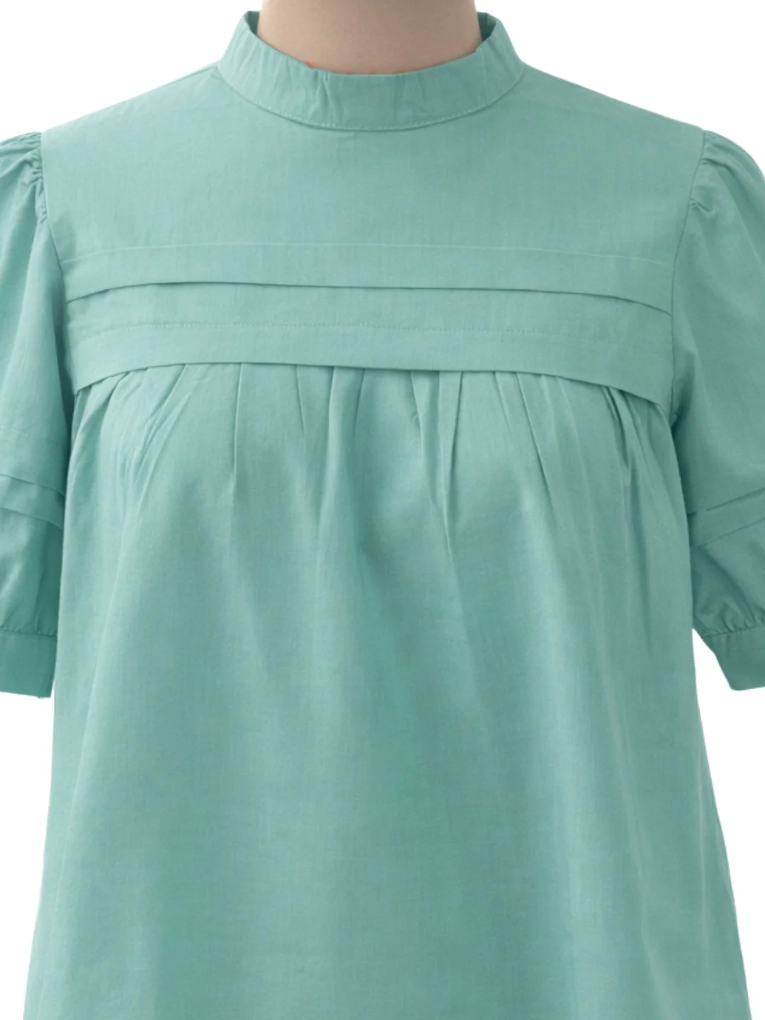 Green Solid Short Sleeves Top - Image 5