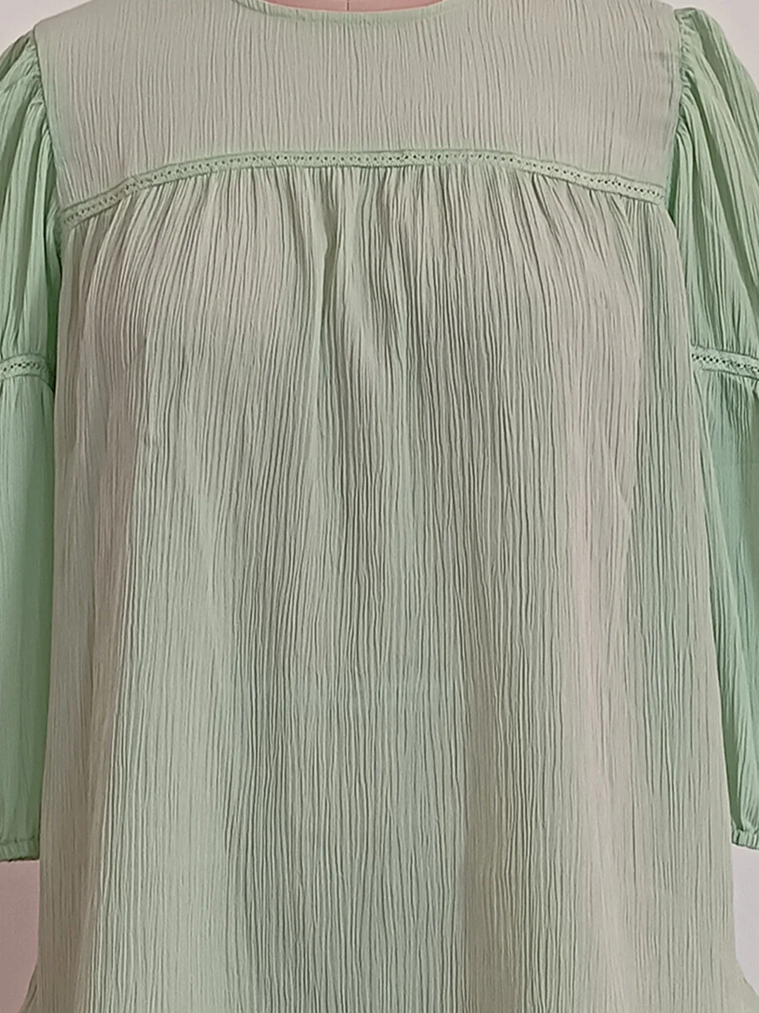 Green Solid 3/4th Sleeves Top - Image 5