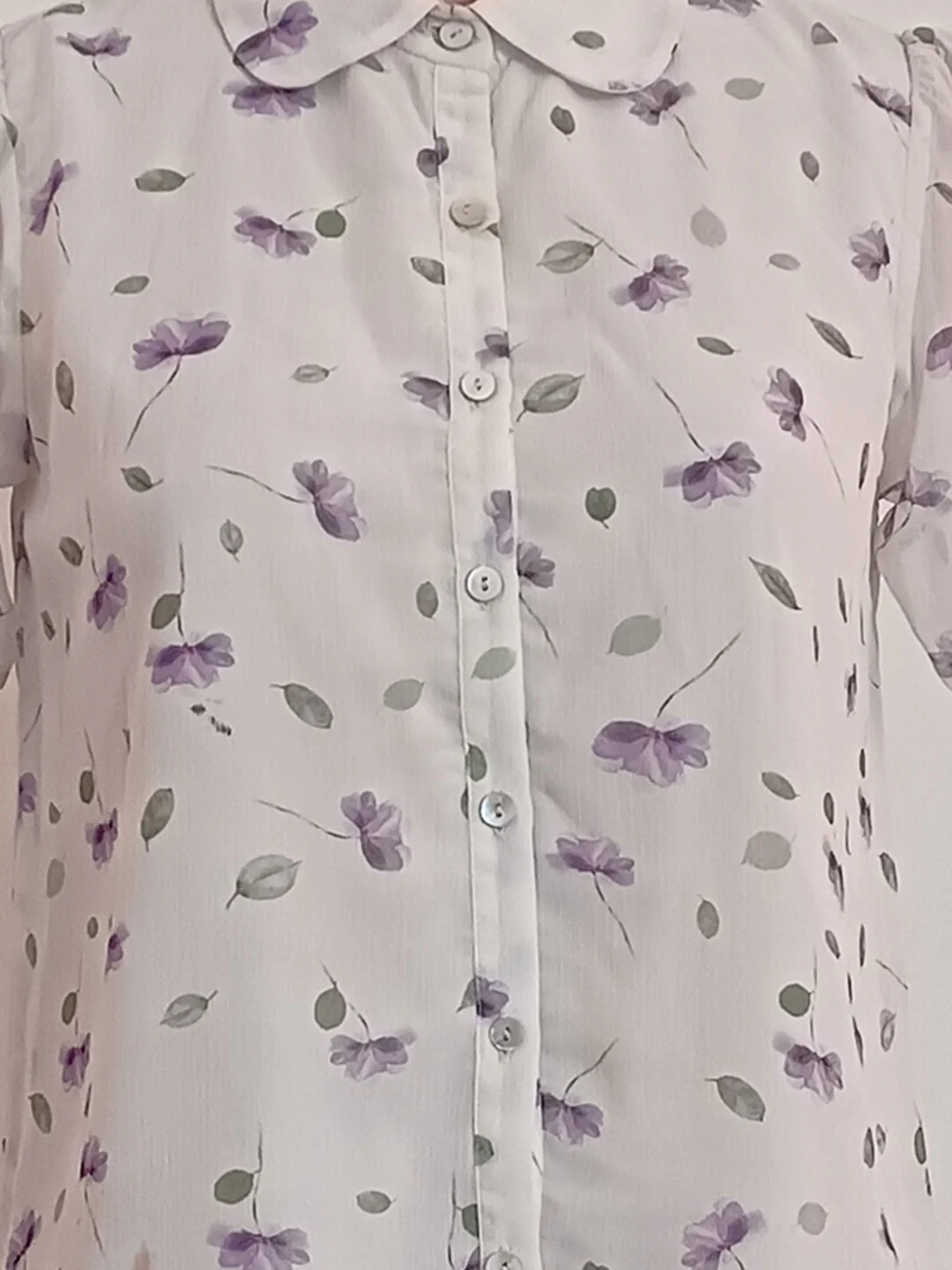 White Printed Short Sleeves Top - Image 5