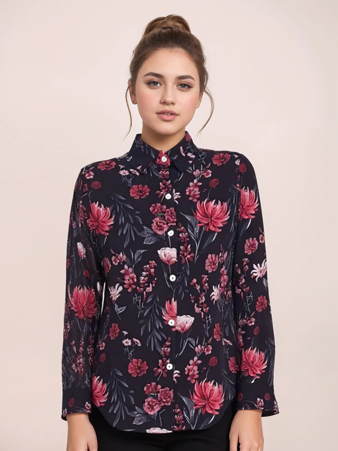 Zink London Women's BLACK Floral Top - Image 2