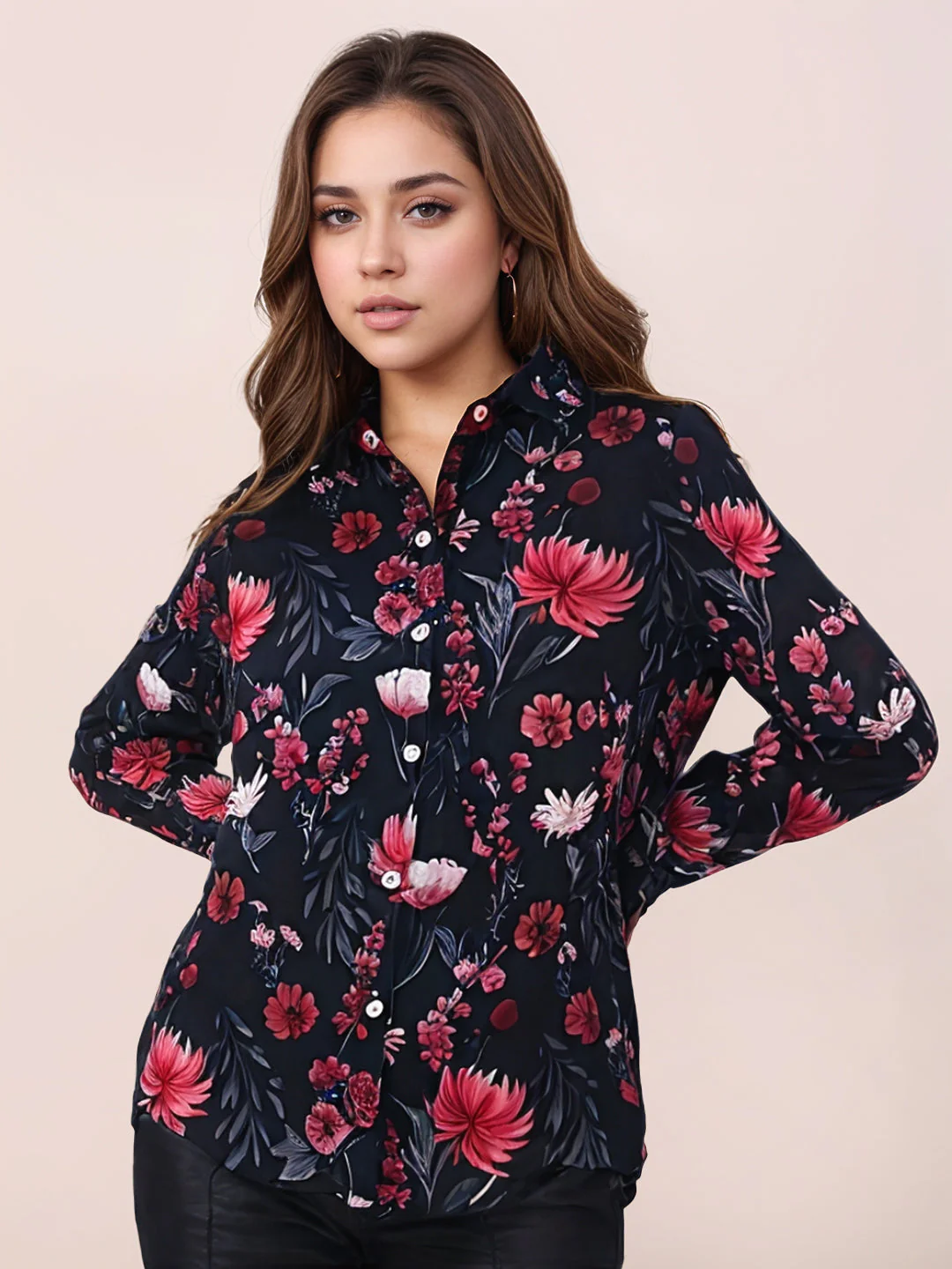 Zink London Women's BLACK Floral Top - Image 3