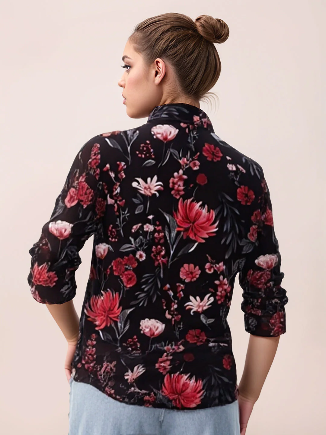 Zink London Women's BLACK Floral Top - Image 4