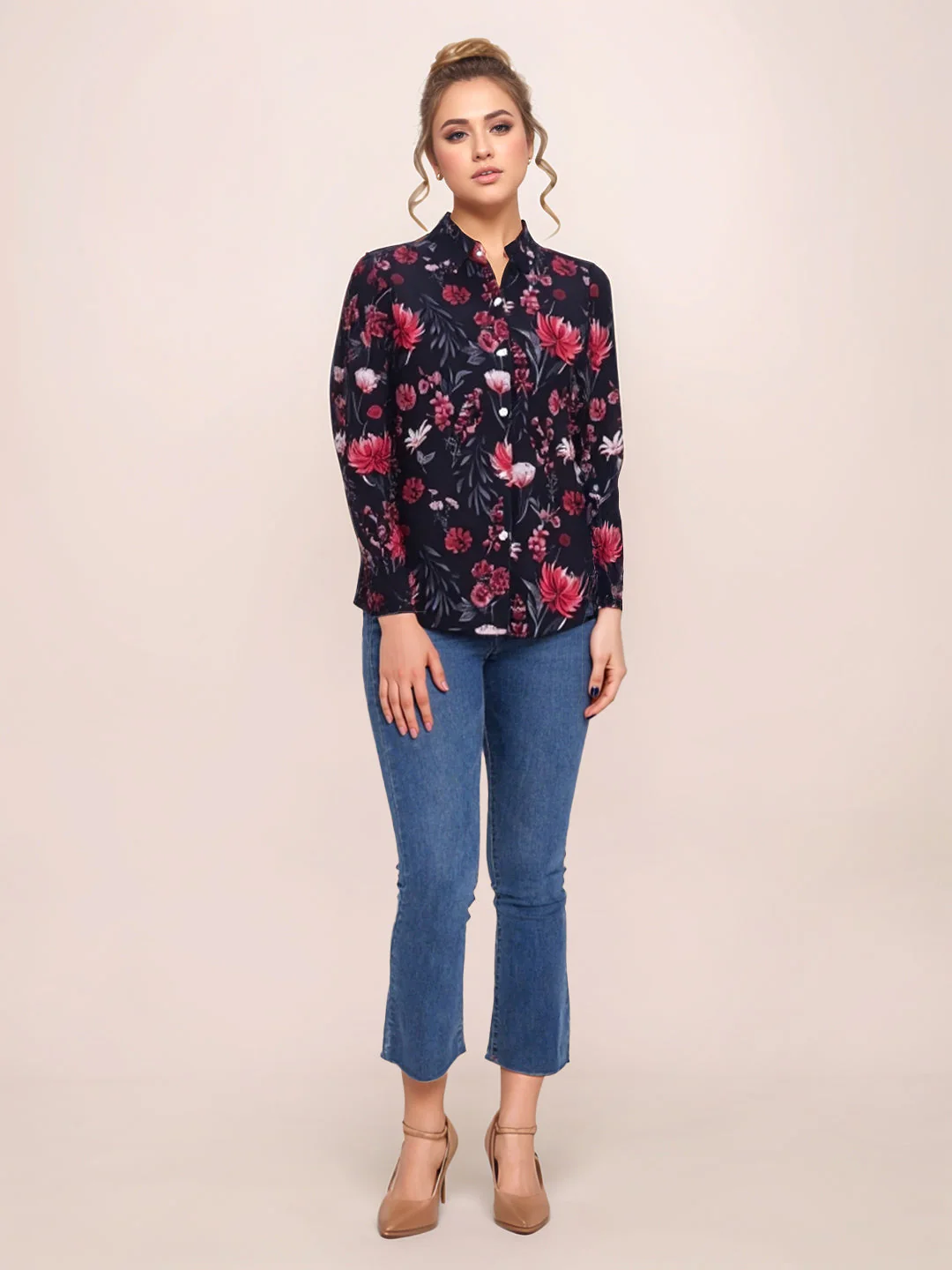 Zink London Women's BLACK Floral Top - Image 5