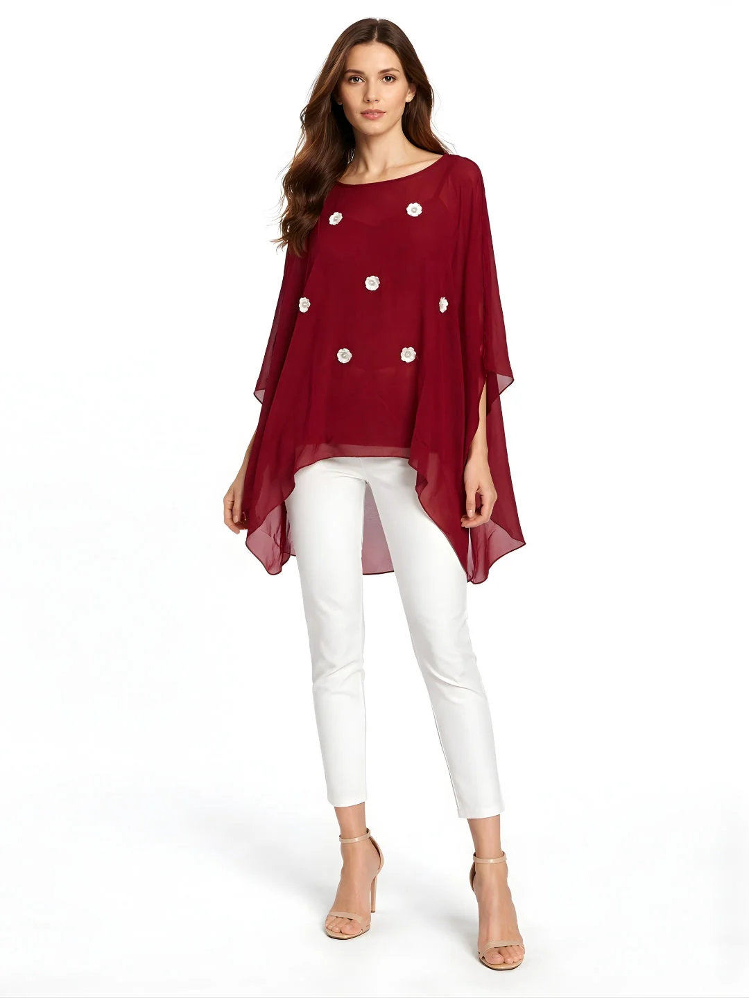 Maroon Embellished Long Top
