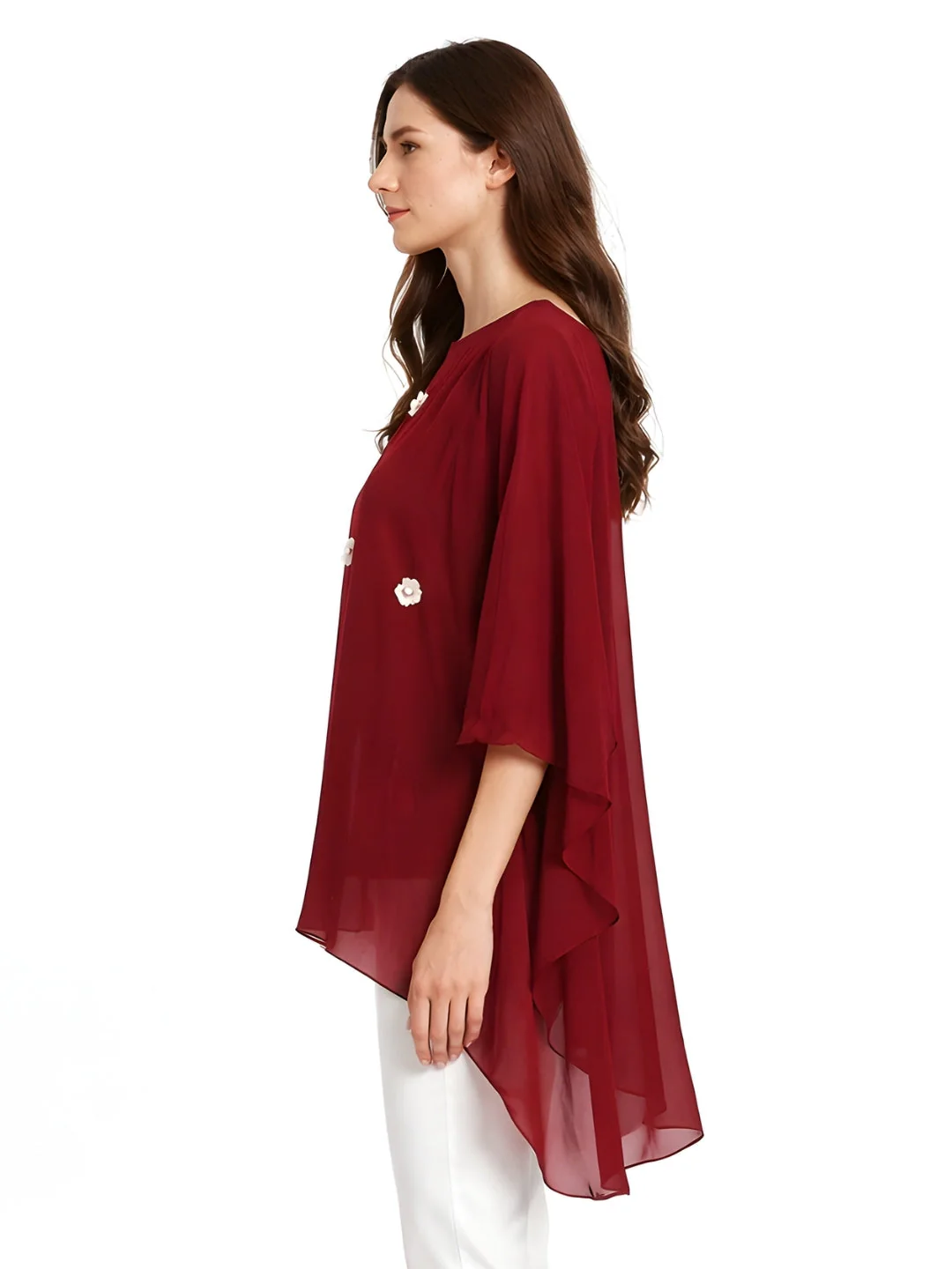 Maroon Embellished Long Top - Image 3