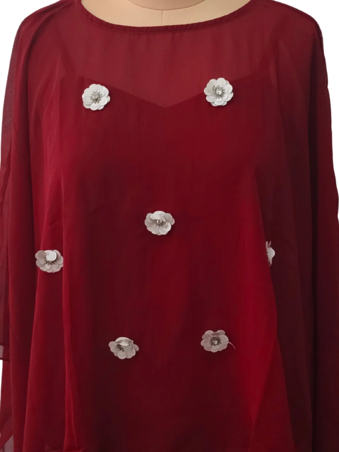Maroon Embellished Long Top - Image 5