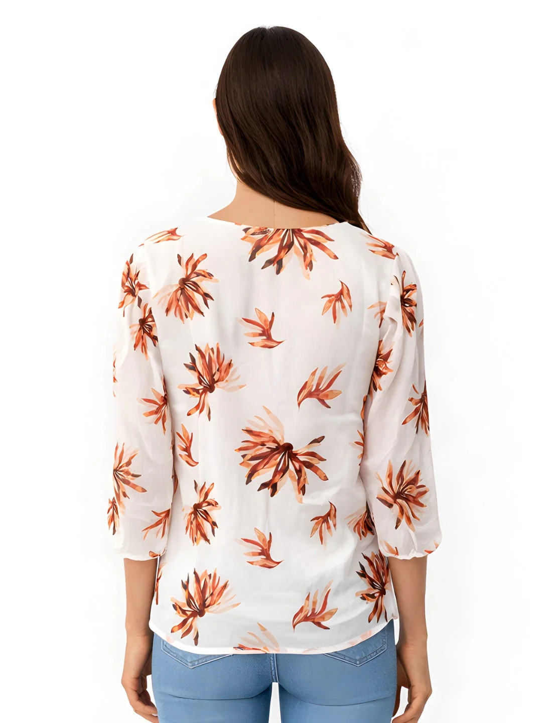 White Floral 3/4th Top - Image 4