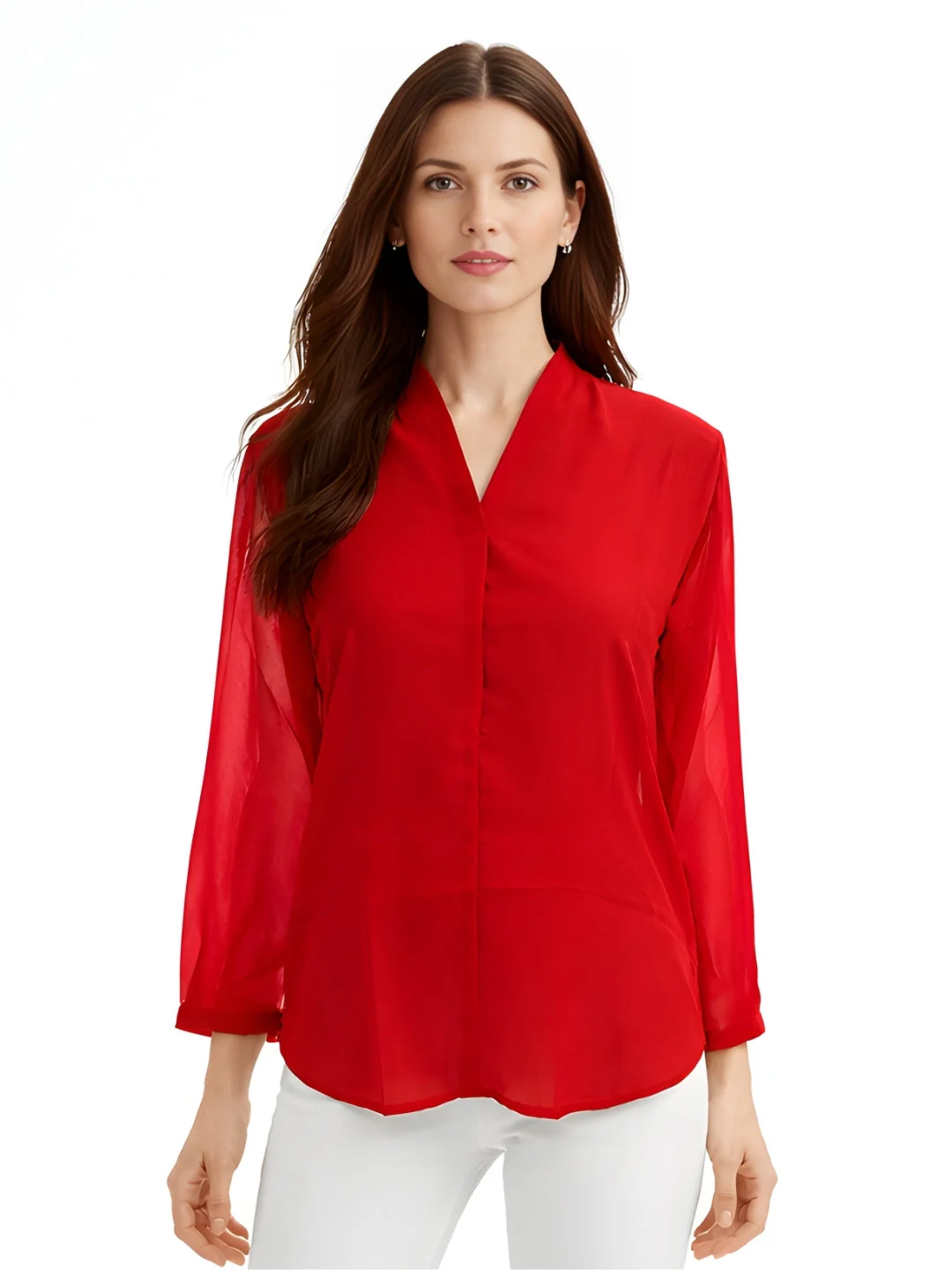 Red Plain Long Top - Image 2