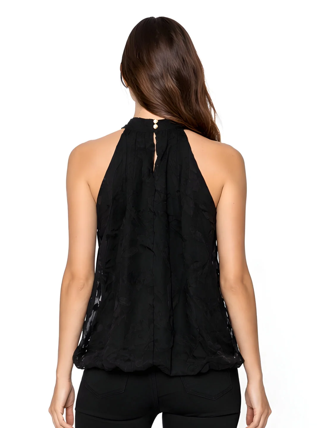 Black Textured Sleeveless Top - Image 4