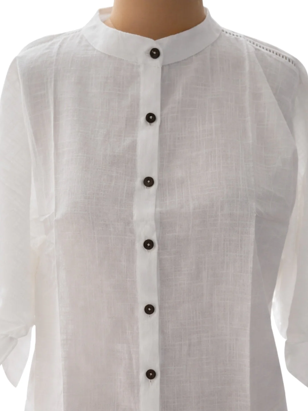 White Solid Three-Quarter Sleeves Top - Image 5