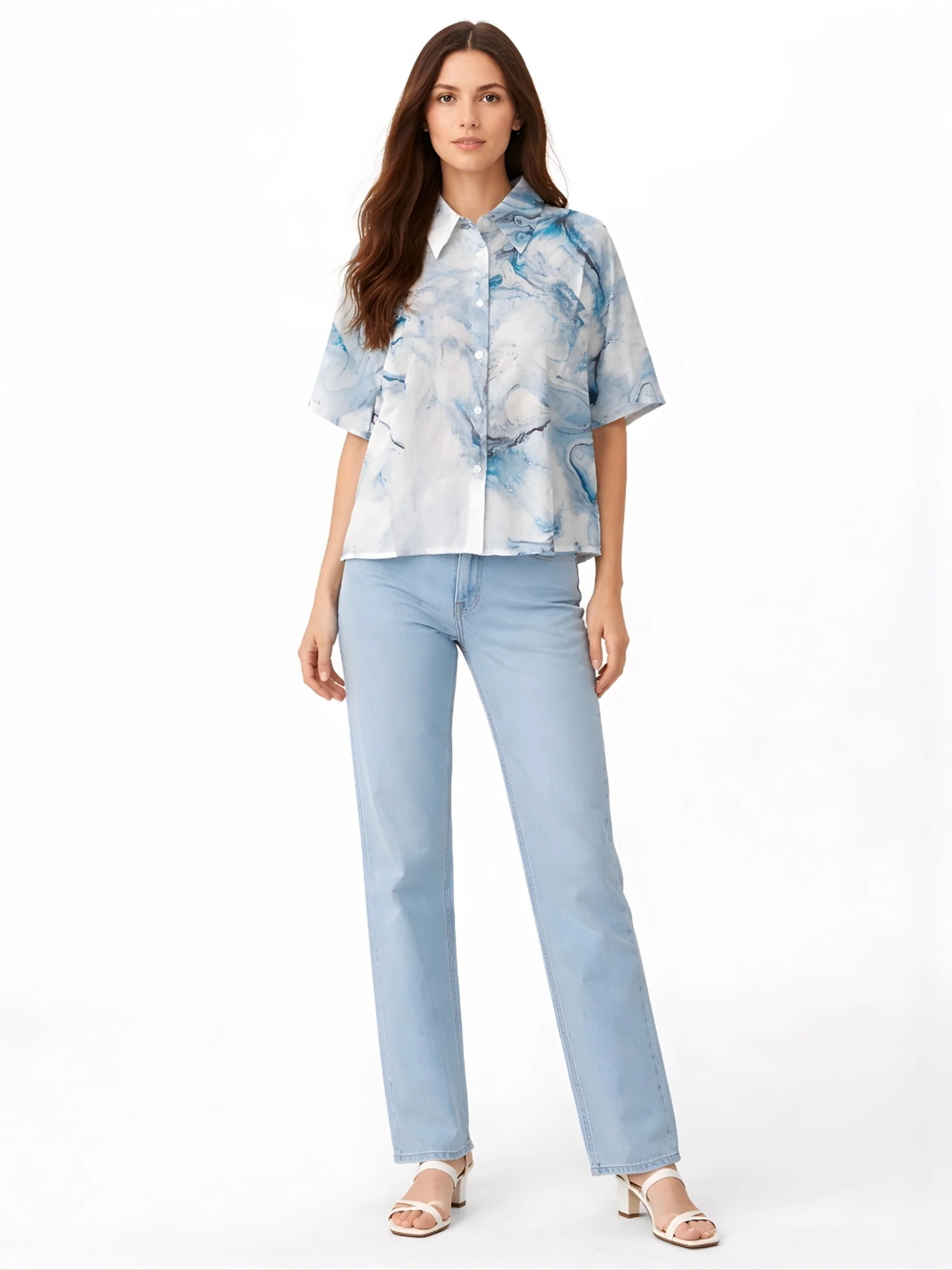 Multi Abstract Short Sleeve Top