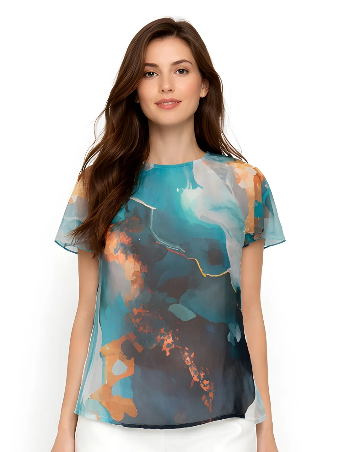Multi Abstract Short Sleeve Top - Image 2