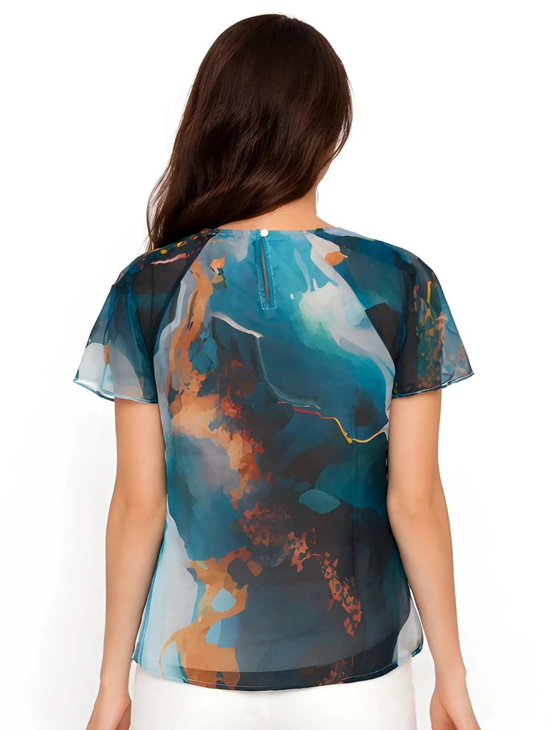 Multi Abstract Short Sleeve Top - Image 4