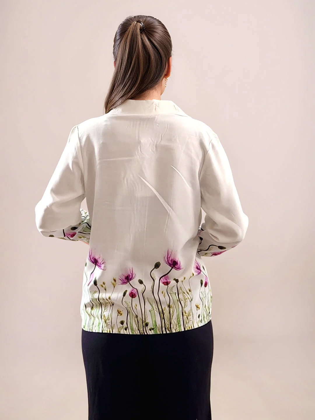 Multi-Colored Tropical Print Long Sleeves Shirt - Image 4