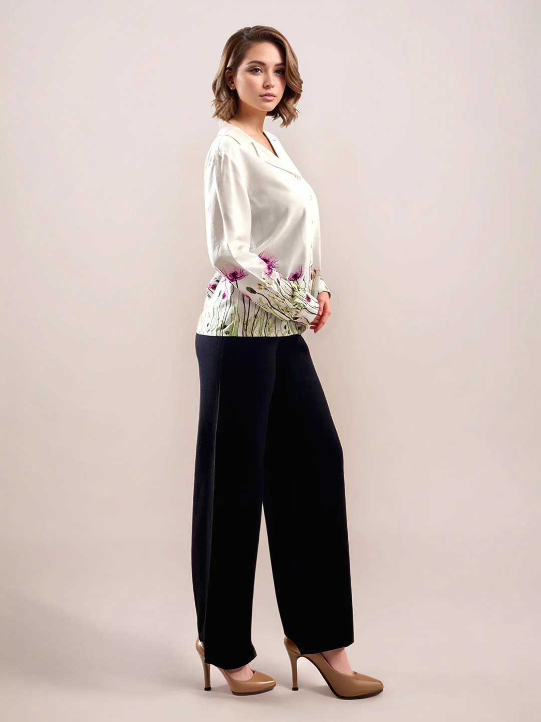 Multi-Colored Tropical Print Long Sleeves Shirt - Image 5