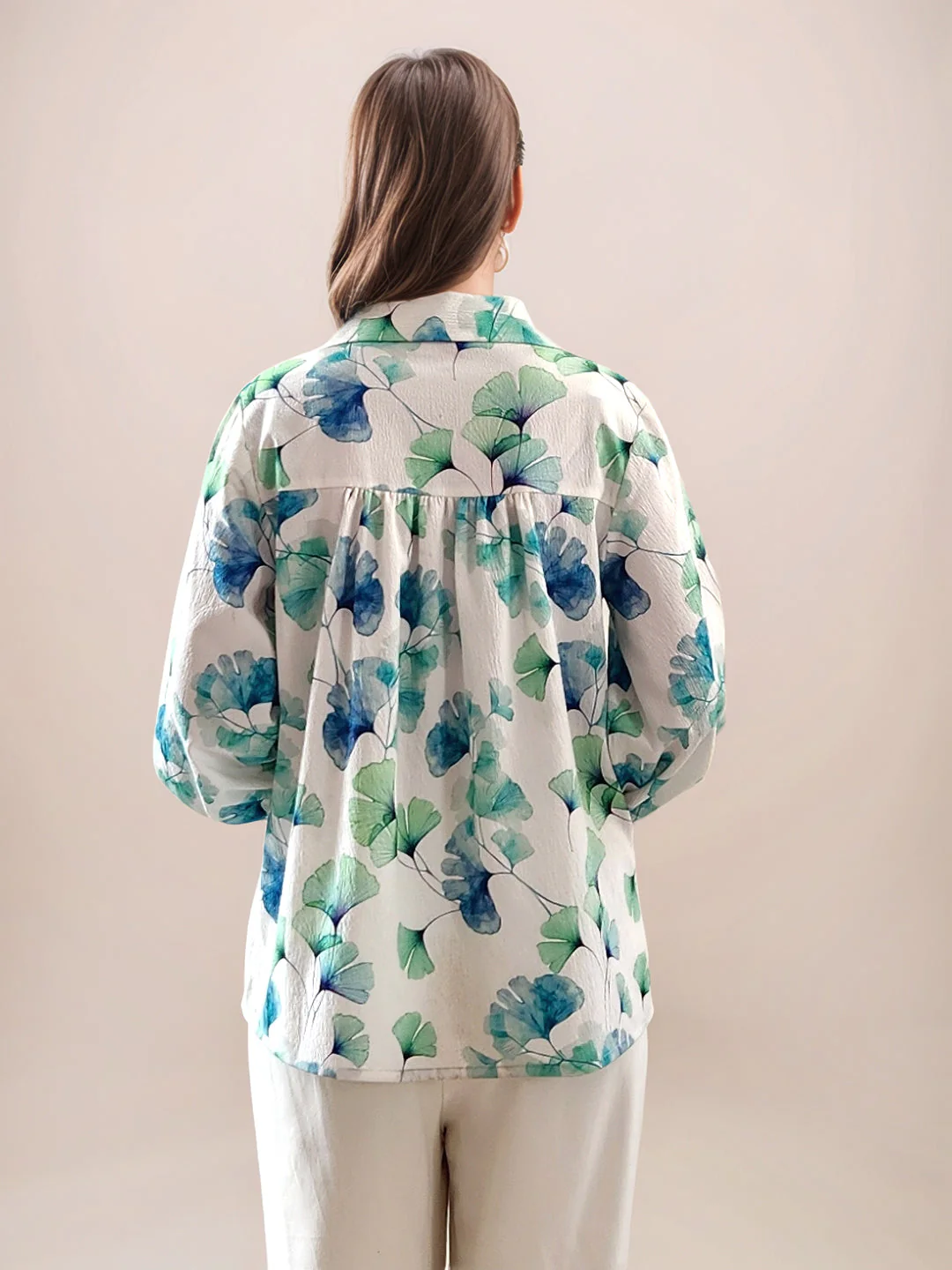 Multi-Colored Tropical Print 3/4th Sleeves Top - Image 4