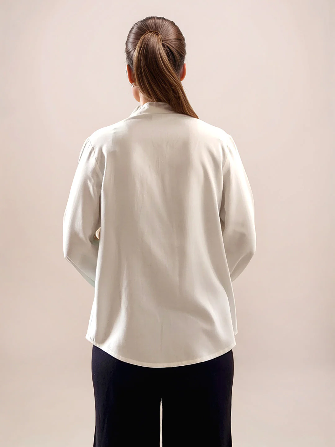 White Tropical Print Long Sleeves Shirt - Image 4