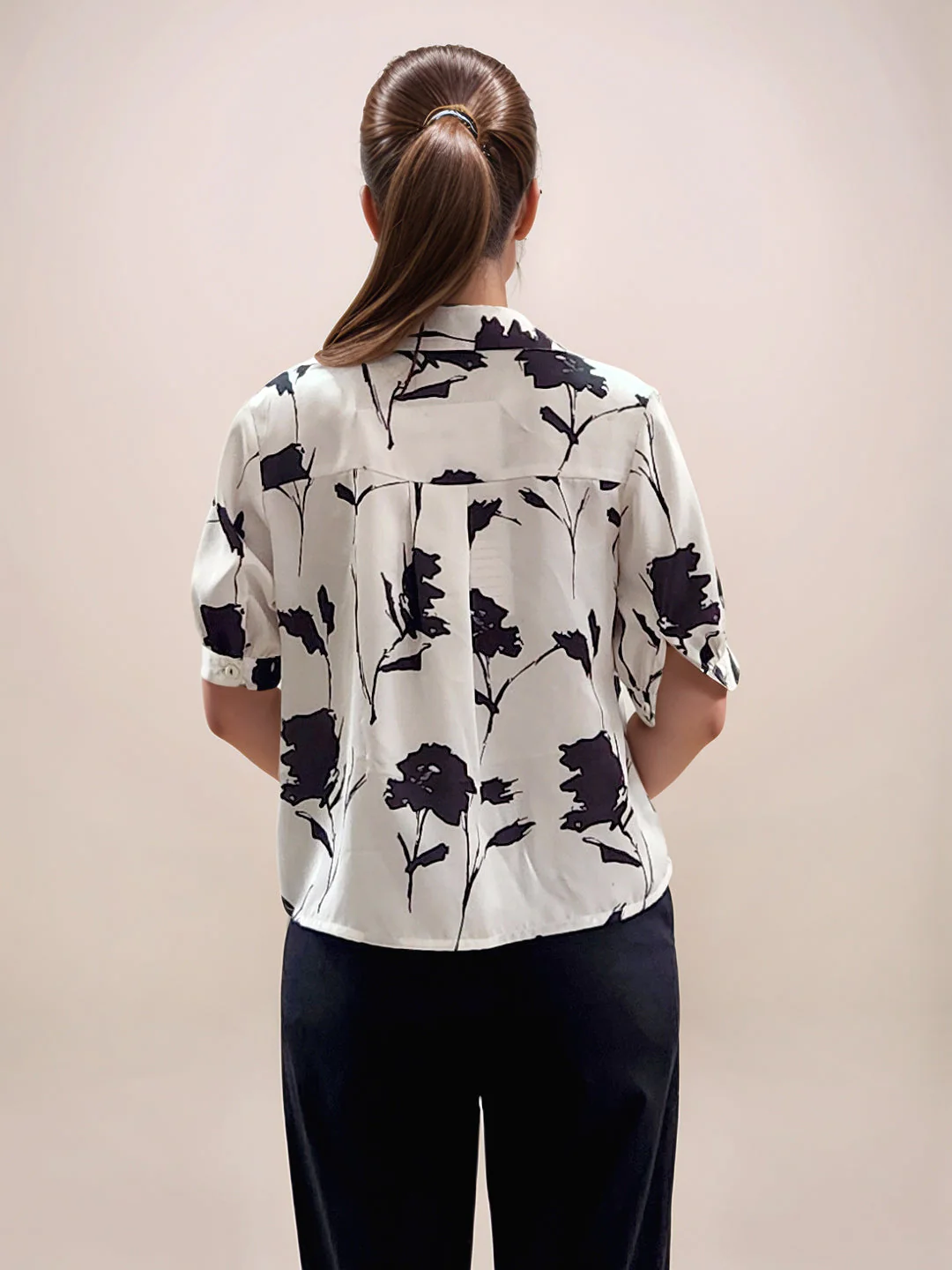 White Floral Prints Short Sleeves Top - Image 4