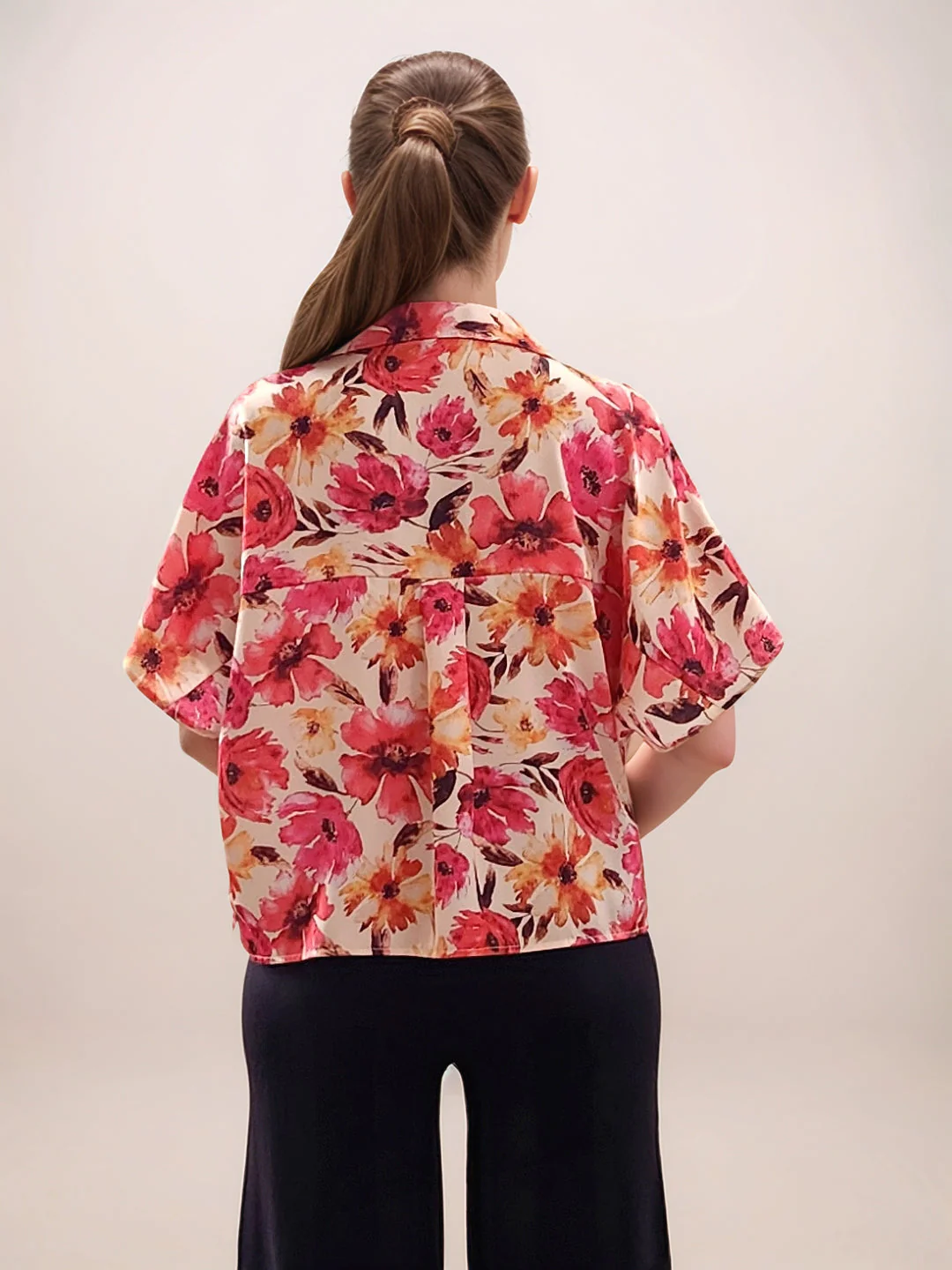 Multi-Colored Floral Prints Half Sleeves Top - Image 4