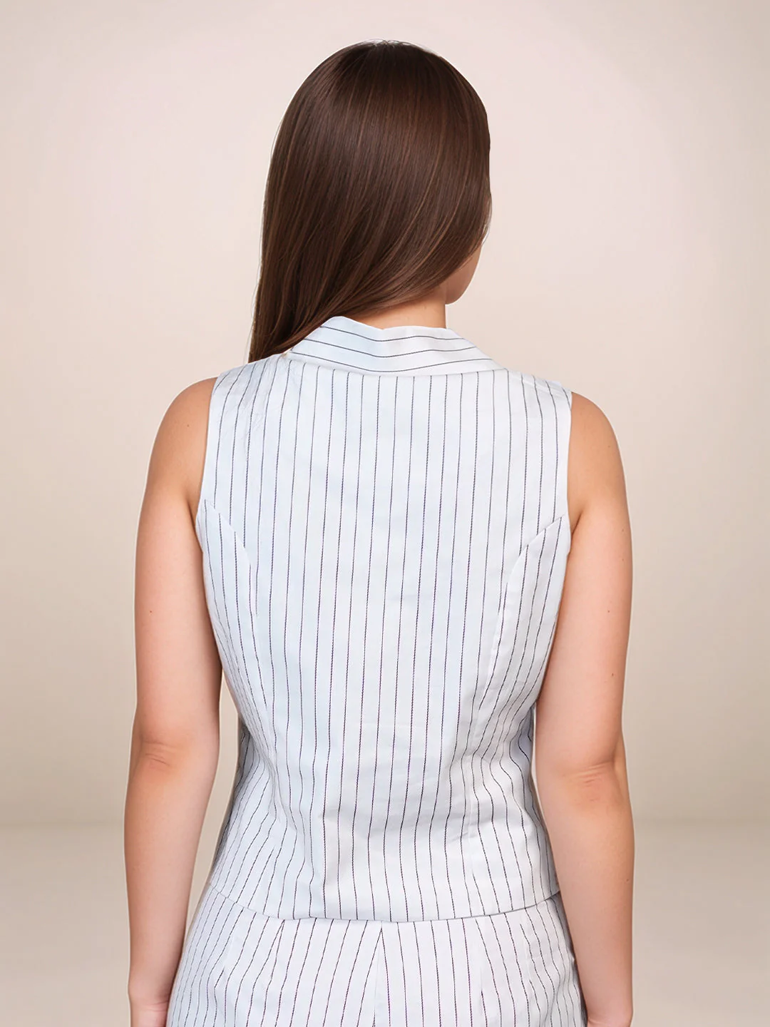 White Stripes Sleeveless Top - Image 4