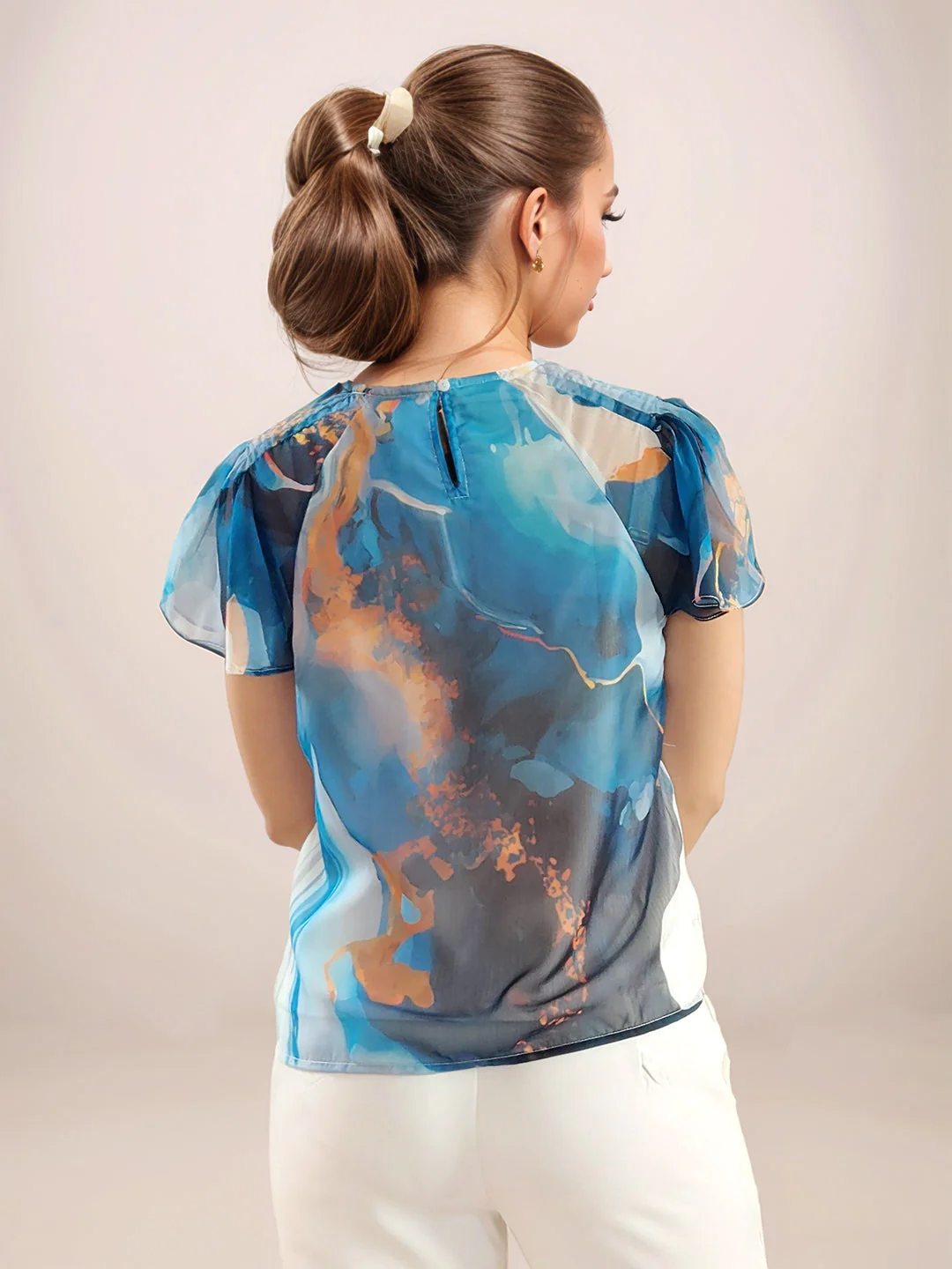 Multi-Colored Abstract Prints Short Sleeves Shirt - Image 4