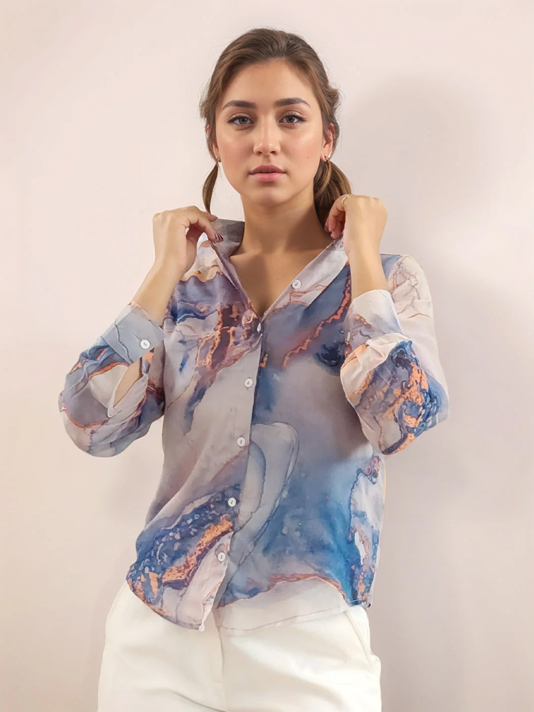 Multi-Colored Abstract Prints Long Sleeves Shirt - Image 2