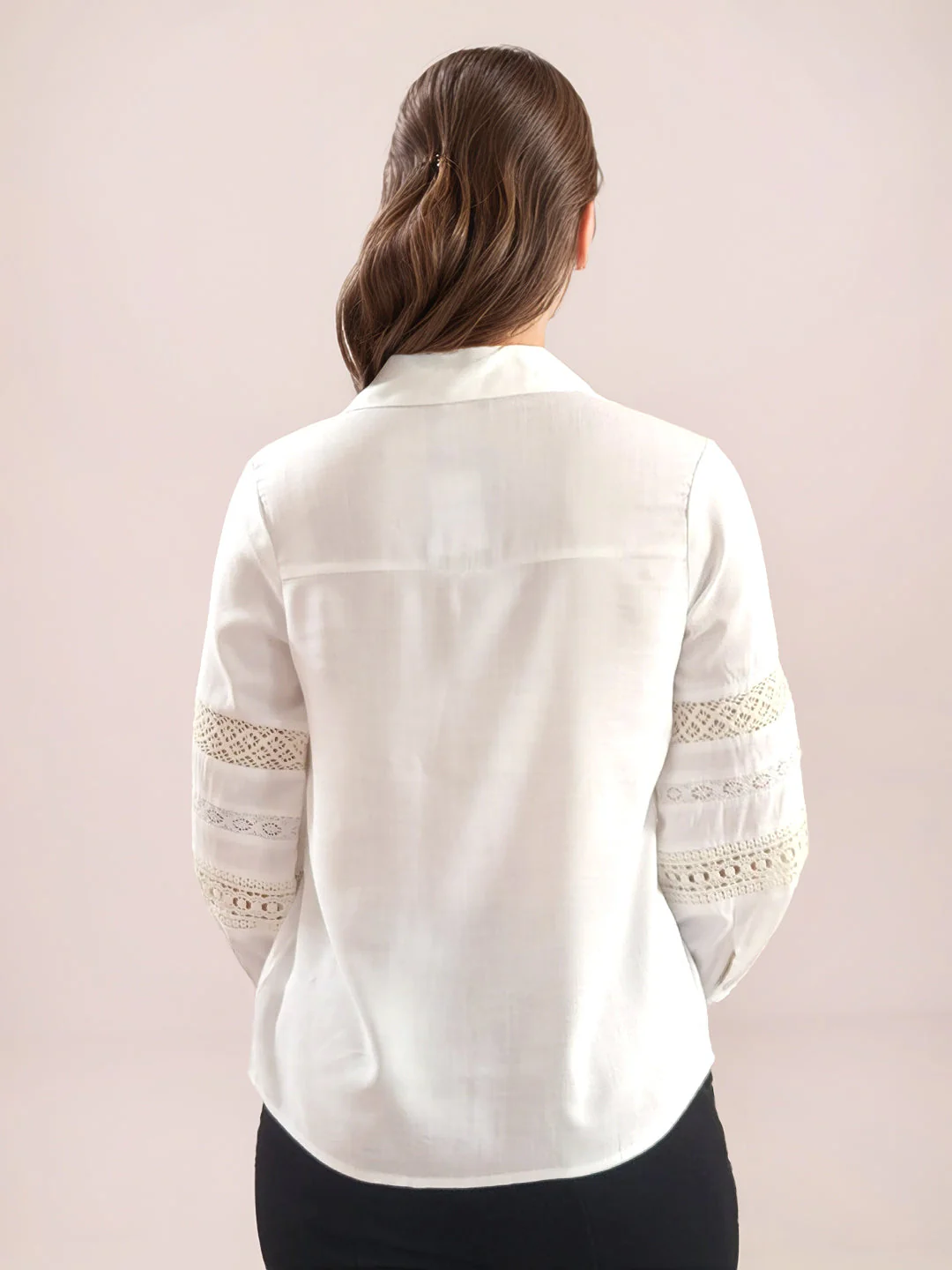 White Solid Long Sleeves Shirt - Image 4