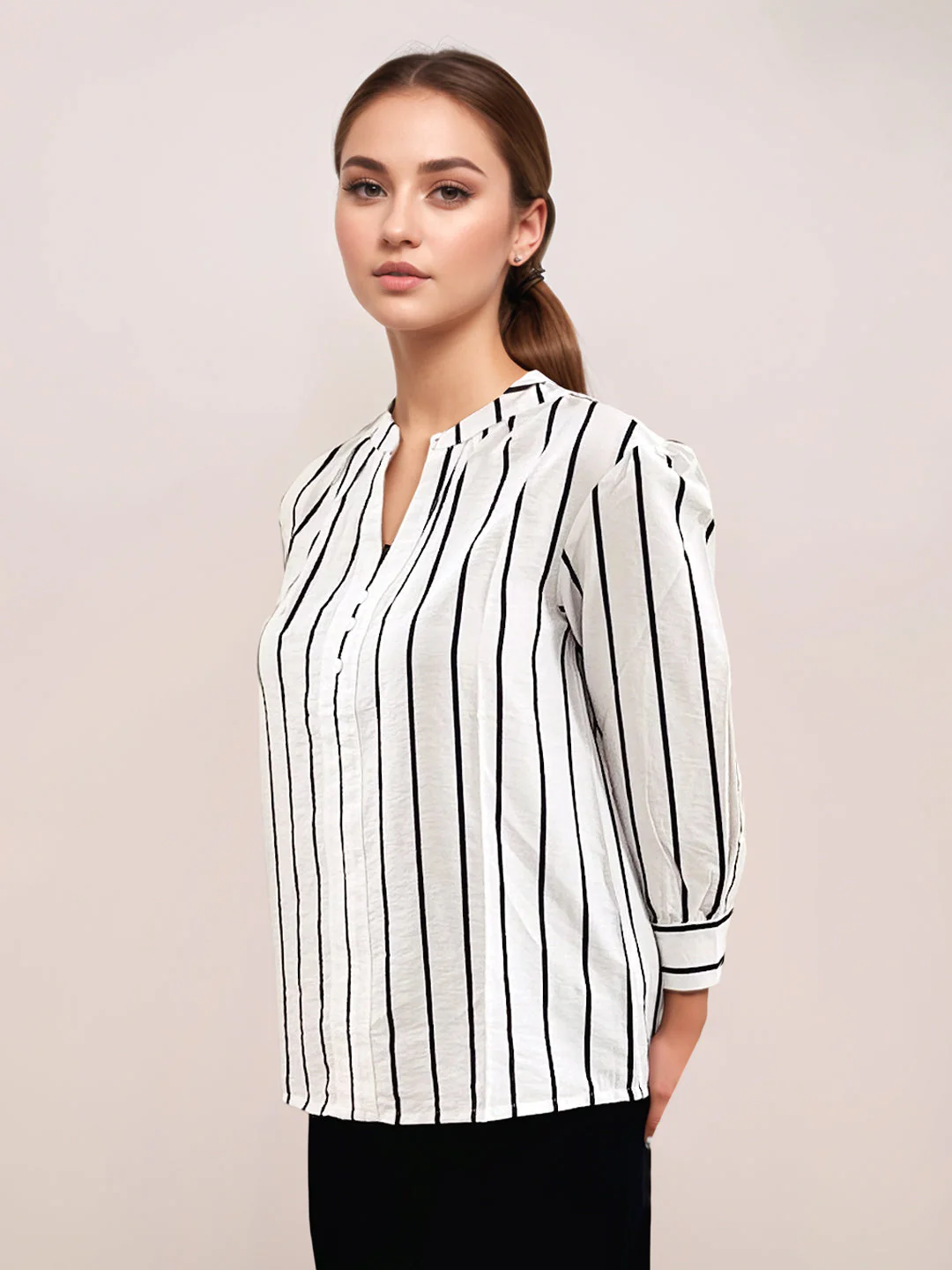 Zink London Women's White Stripes Top - Image 3