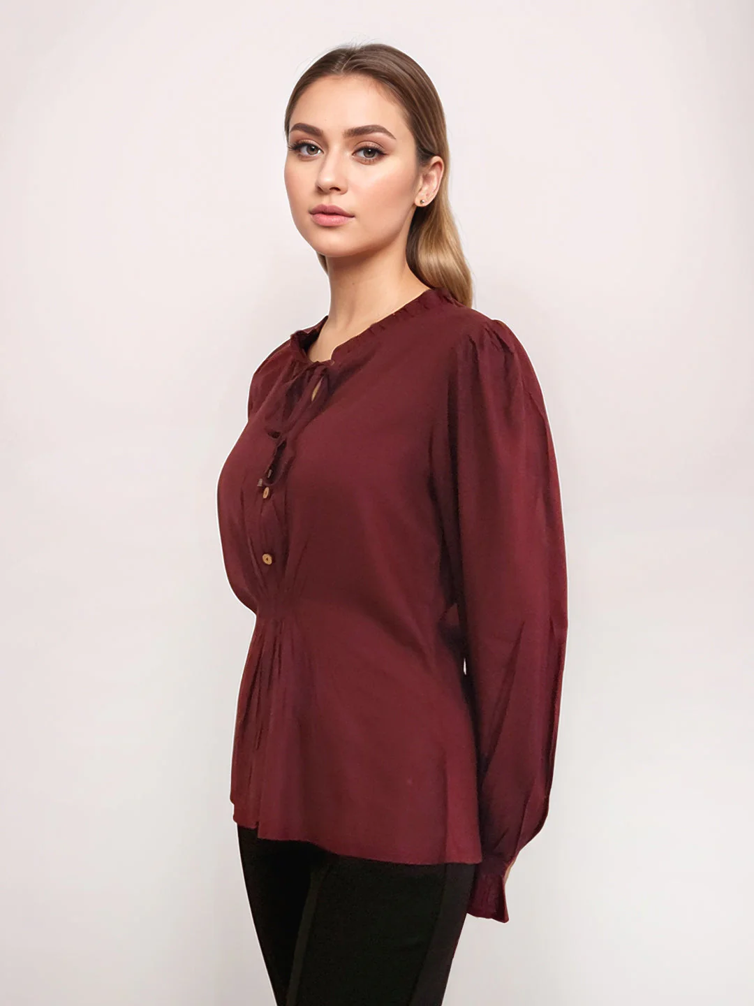 Zink London Women's Maroon Solid Top - Image 3