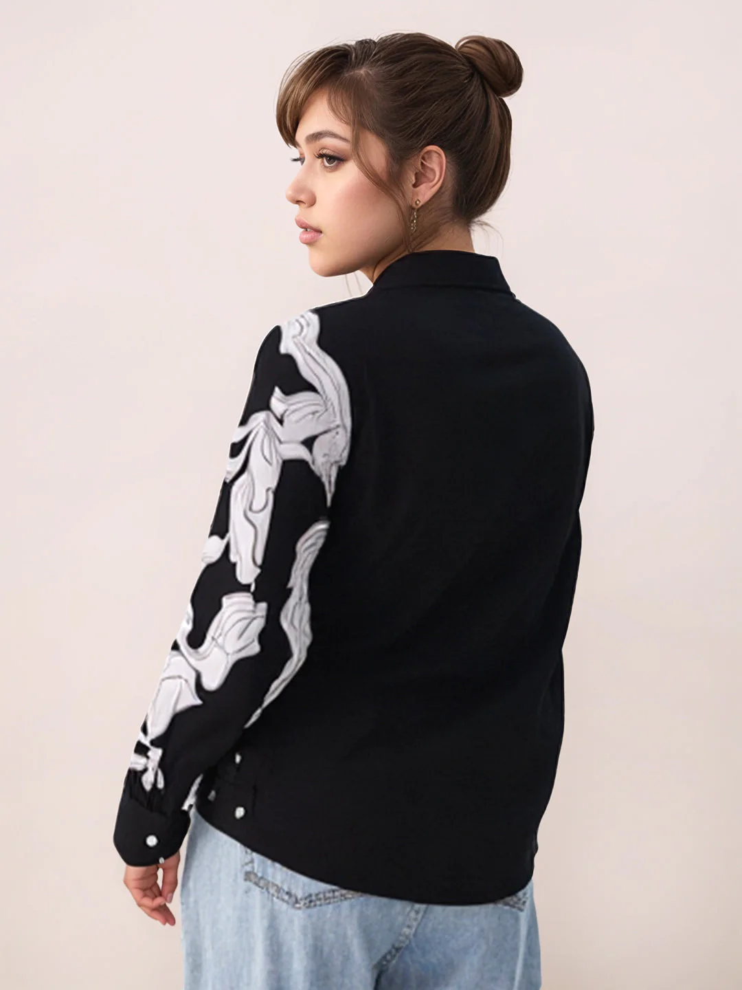 Zink London Women's BLACK Floral Top - Image 4
