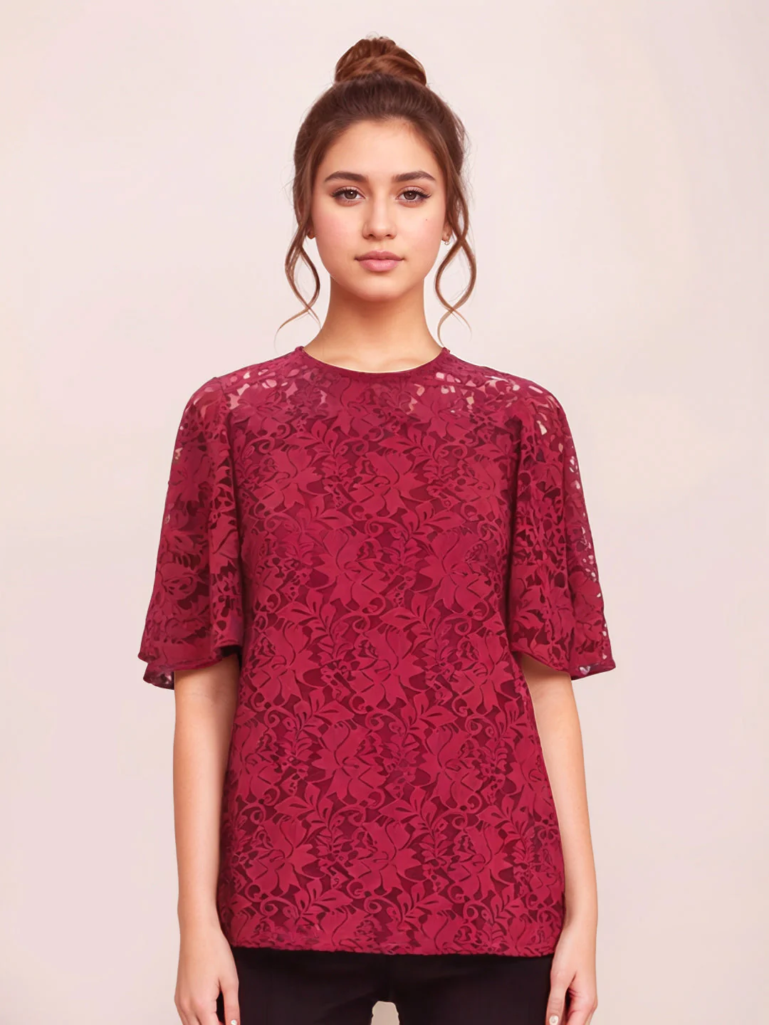 Zink London Women's Red Lace Top - Image 2