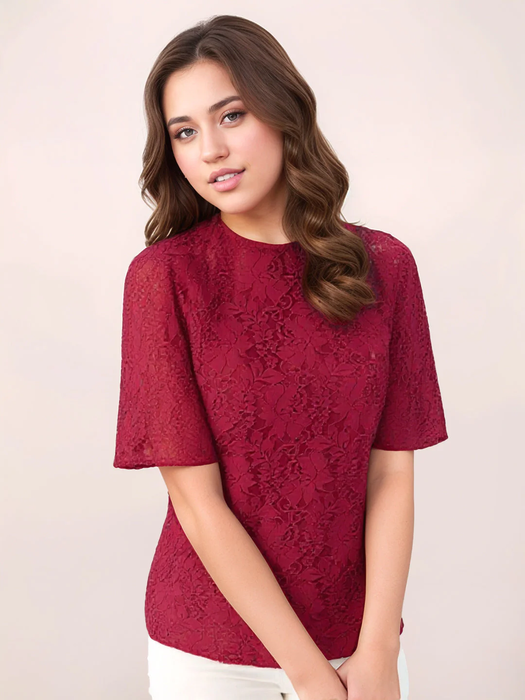 Zink London Women's Red Lace Top - Image 3