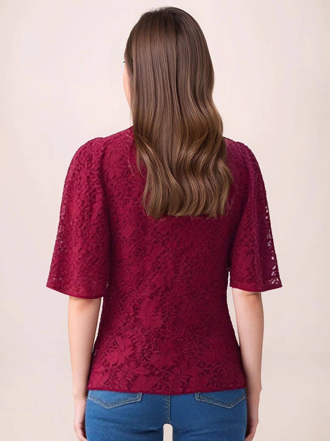 Zink London Women's Red Lace Top - Image 4