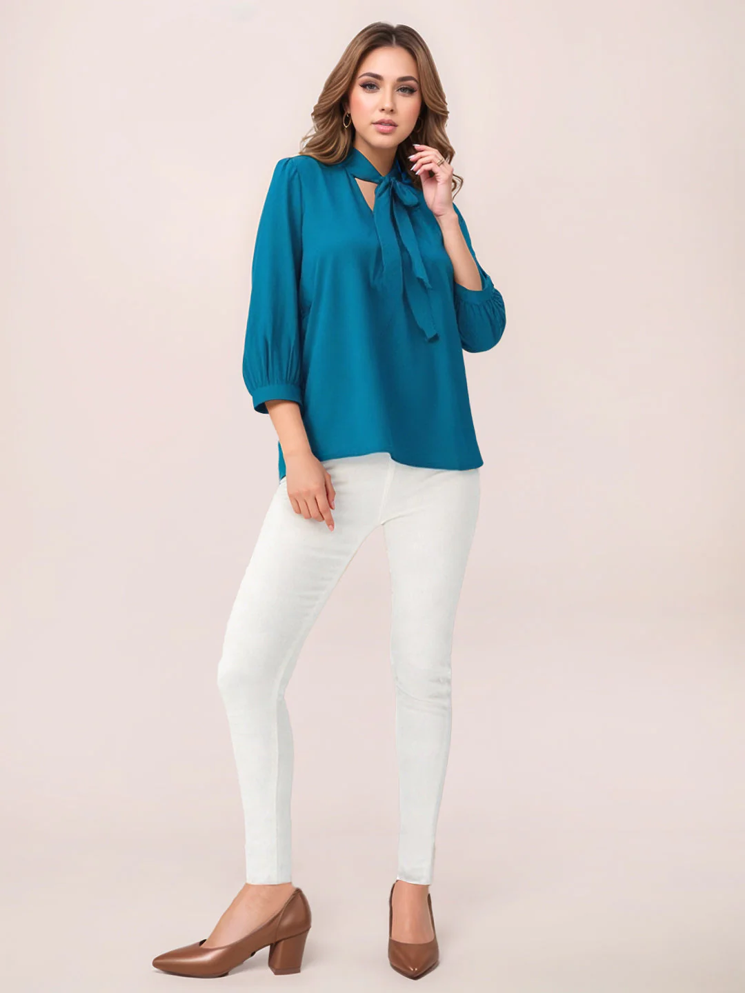 Zink London Women's Teal Plain Top - Image 5