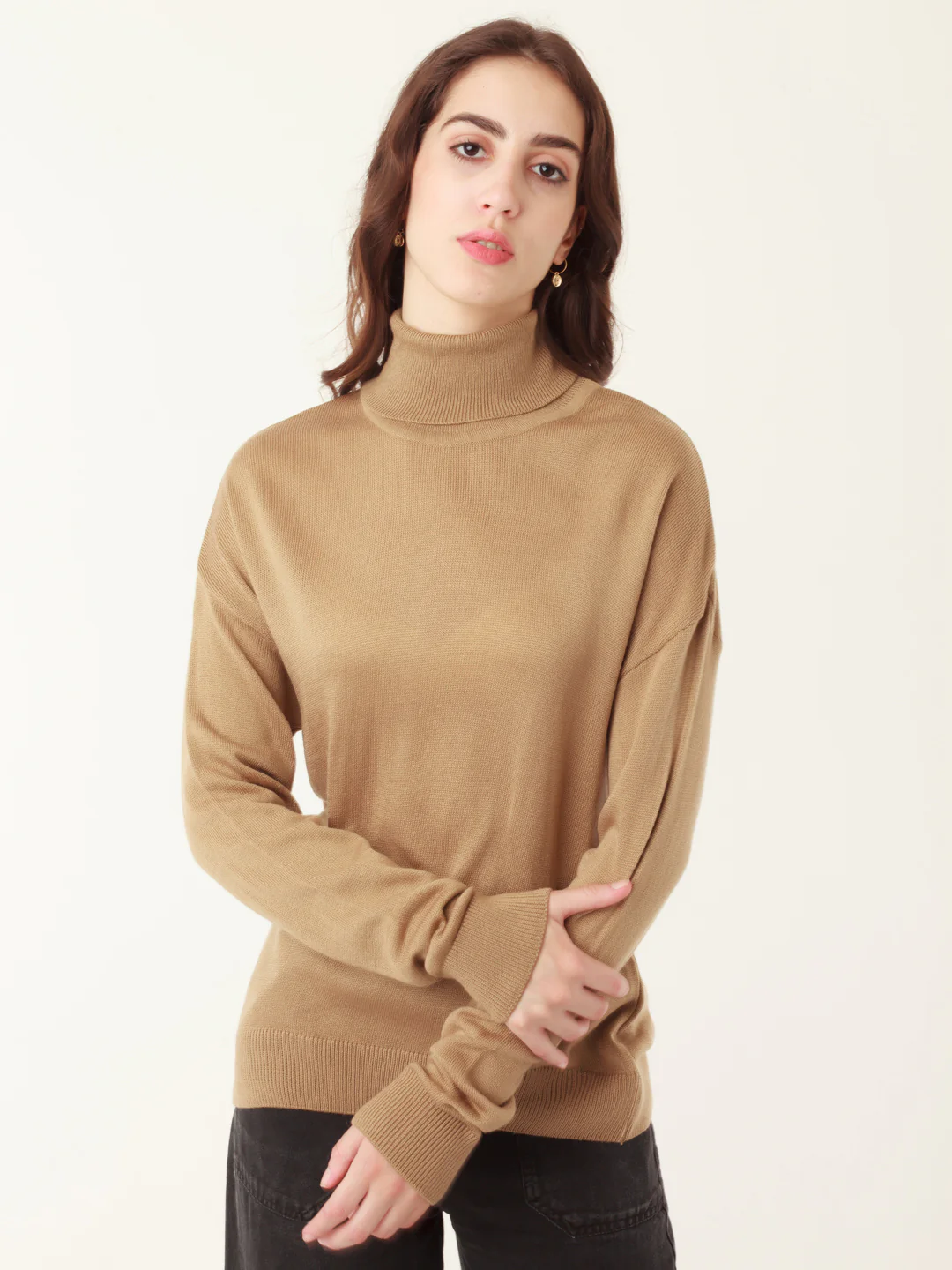 Tan Solid Sweater - Image 3