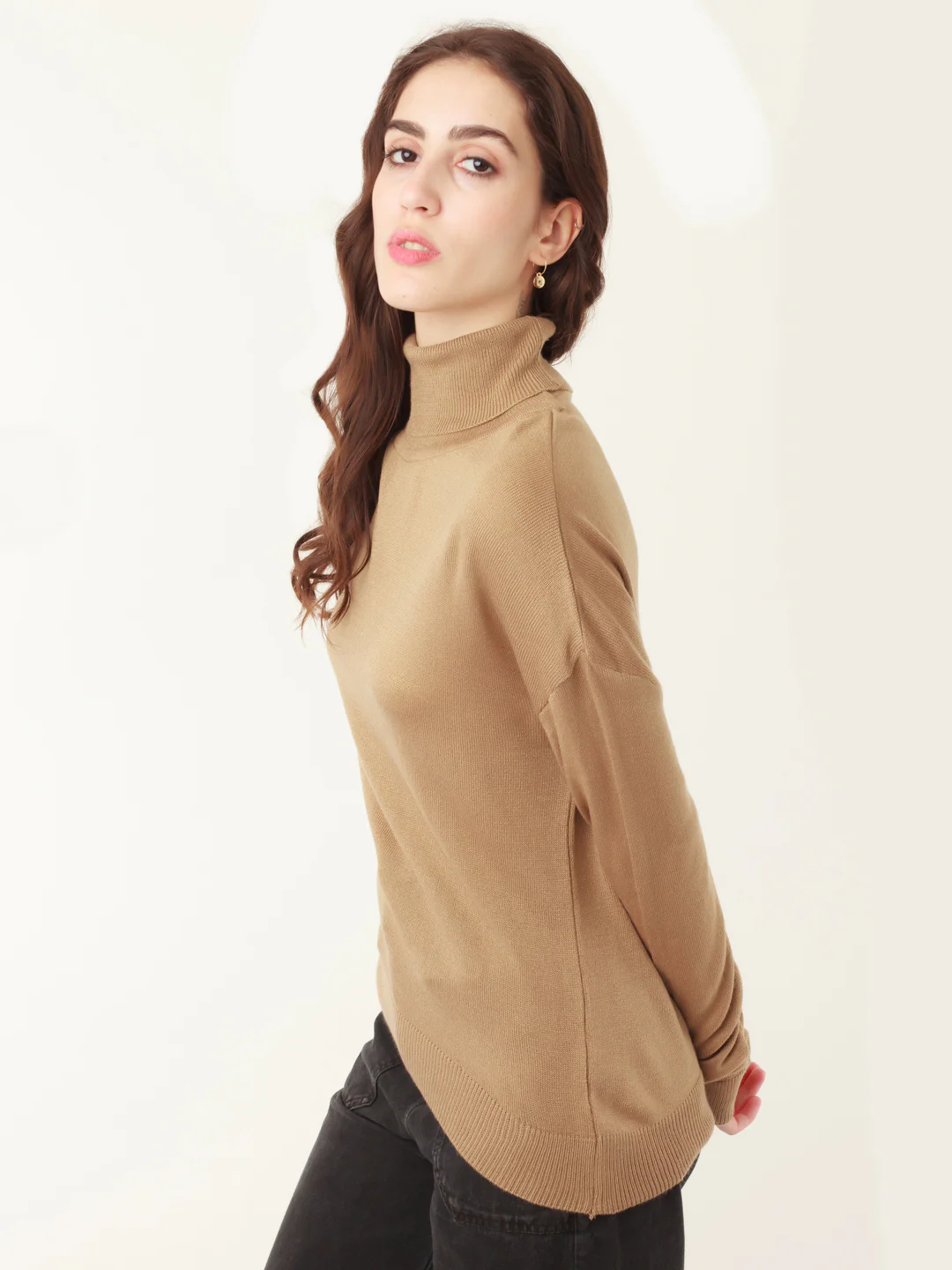 Tan Solid Sweater - Image 4