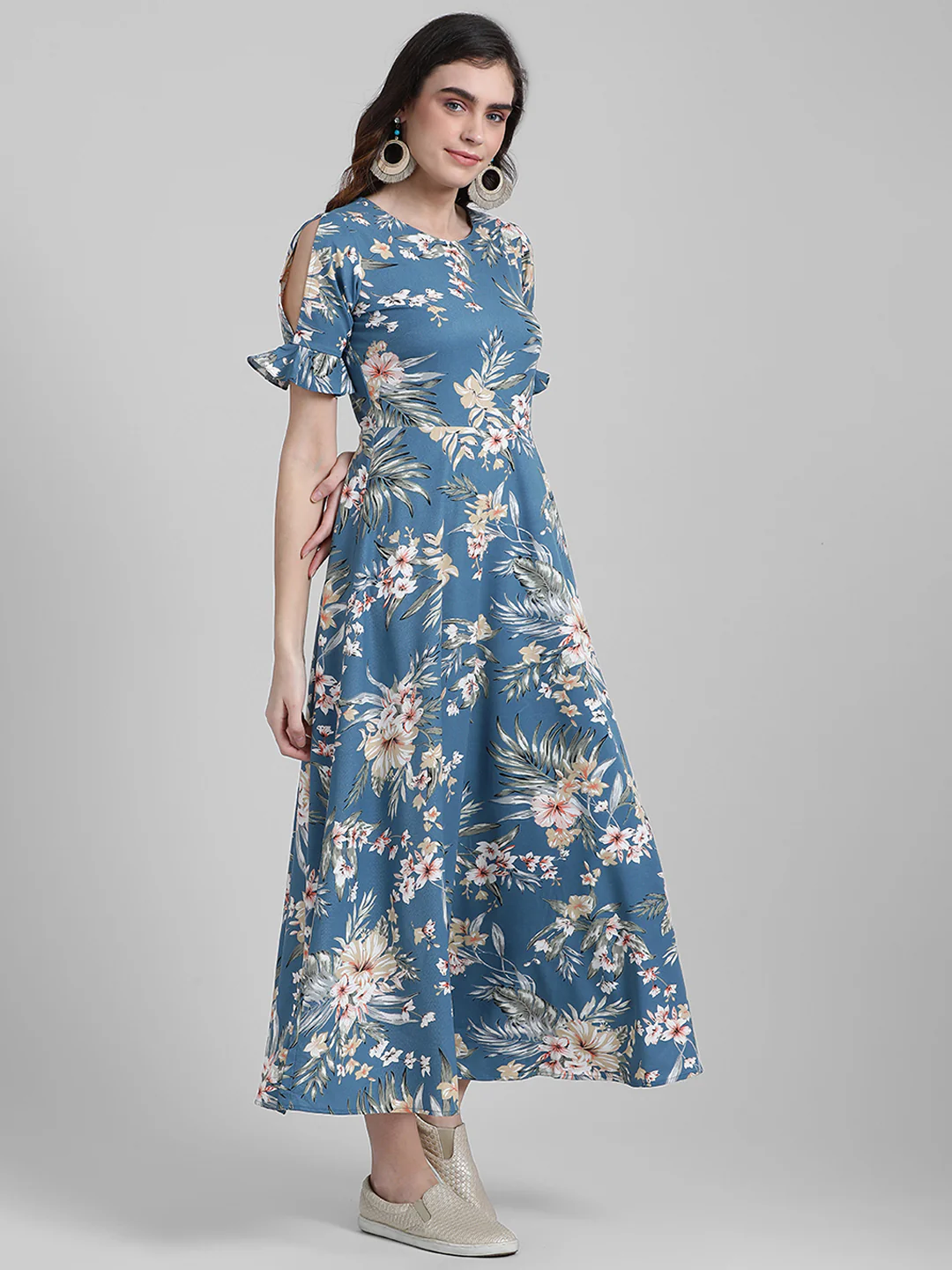 Teal Printed Maxi Dress - Image 4
