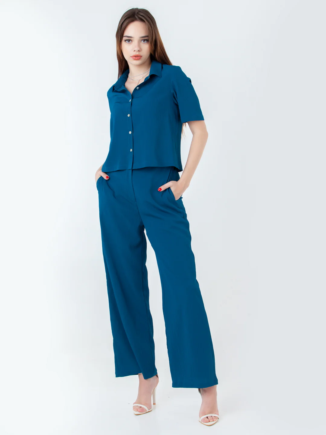 Teal Solid Regular Trouser