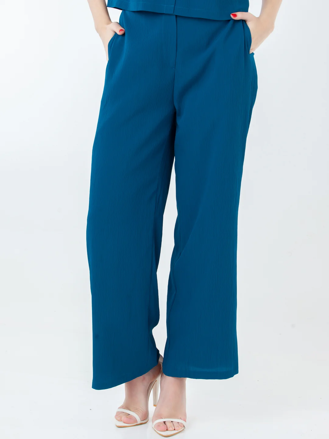 Teal Solid Regular Trouser - Image 2