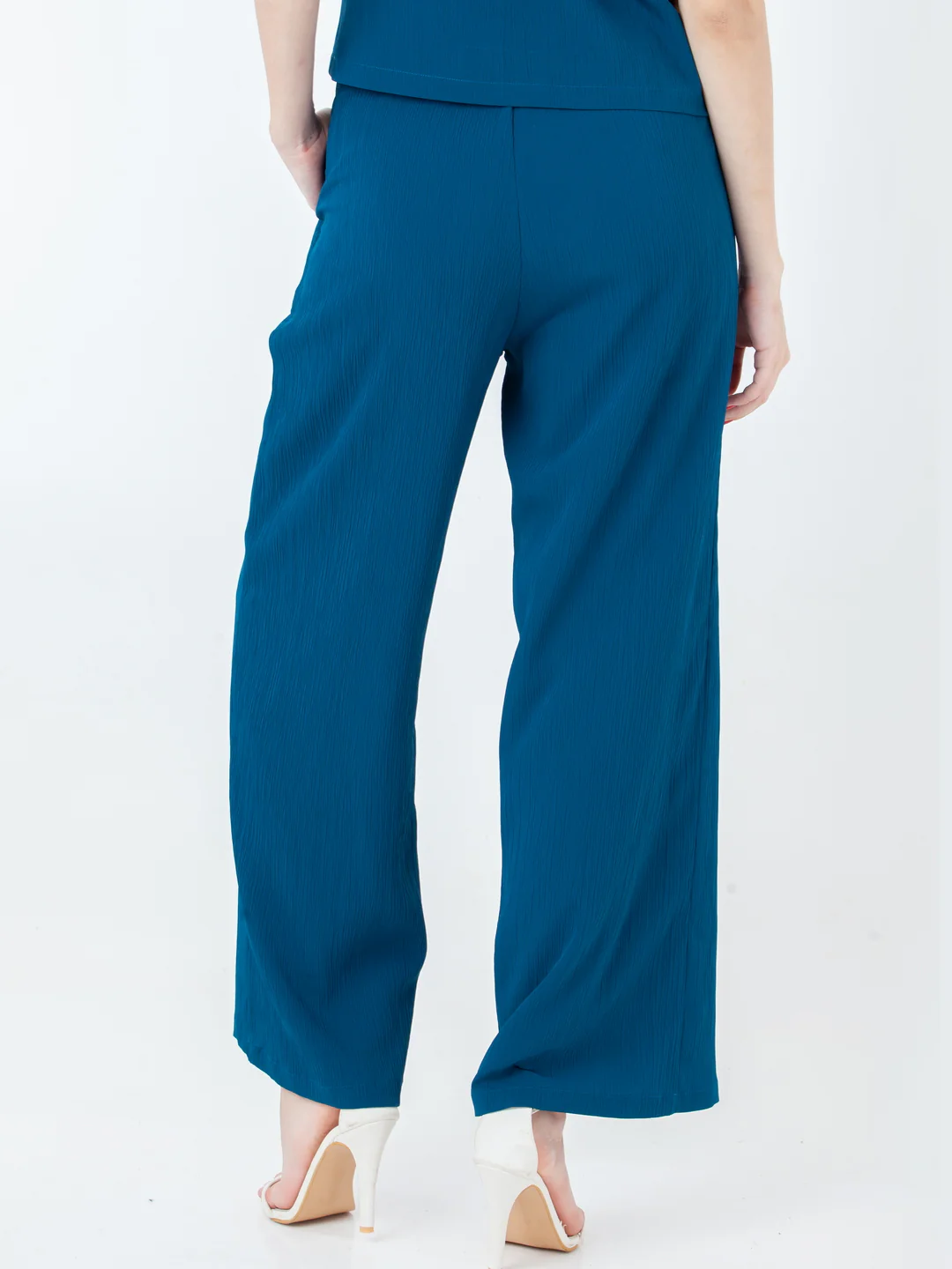 Teal Solid Regular Trouser - Image 4