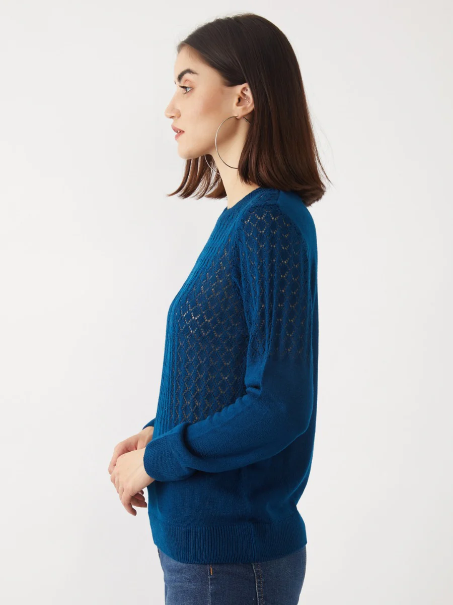 Teal Solid Sweater - Image 3