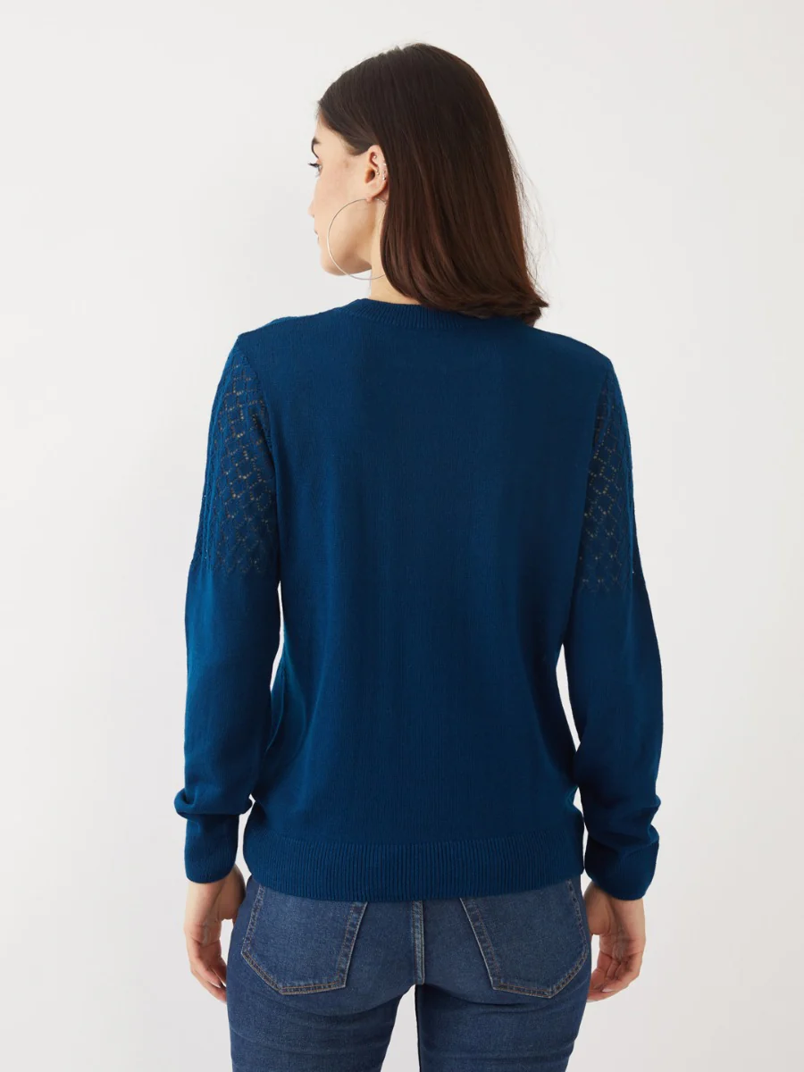 Teal Solid Sweater - Image 4